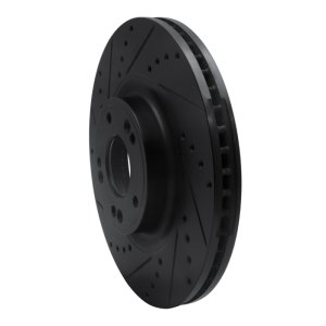 Hyundai Genesis Brake Rotor (1) - Front Left - R1 Concepts - Drilled & Slotted - Black - `09-`14